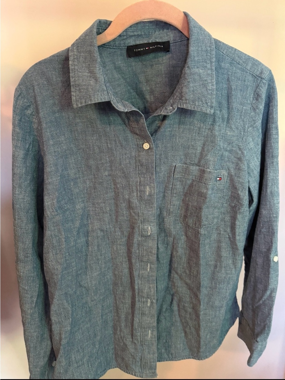 Tommy Hilfiger Blue 100% Cotton Button Down Shirt Size 6 - Picture 2 of 8